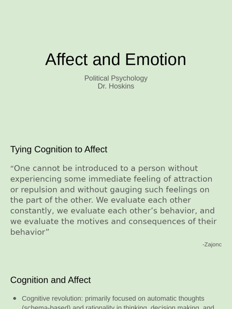 Affect and Emotion (Pol Psych) | PDF | Affect (Psychology) | Emotions