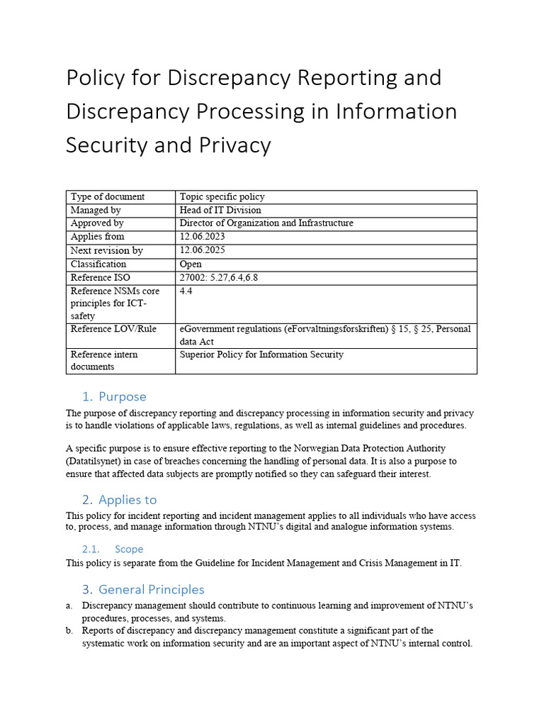 5-Policy for Discrepancy Reporting and Discrepancy Processing in ...