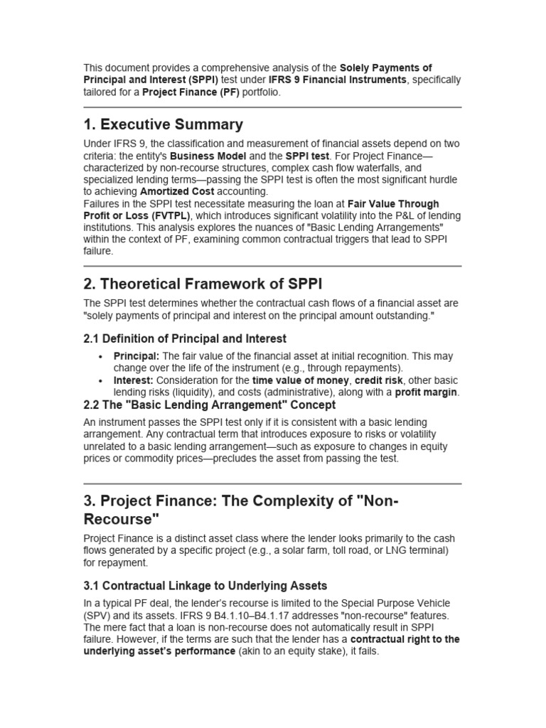 SPPI Test Analysis for Project Finance | PDF | Financial Services ...