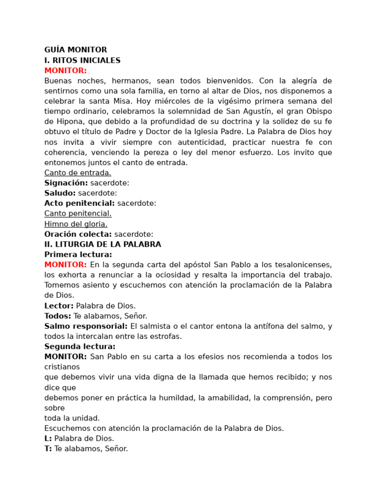Guía Monitor | PDF | eucaristía | Adoración Cristiana Y Liturgia