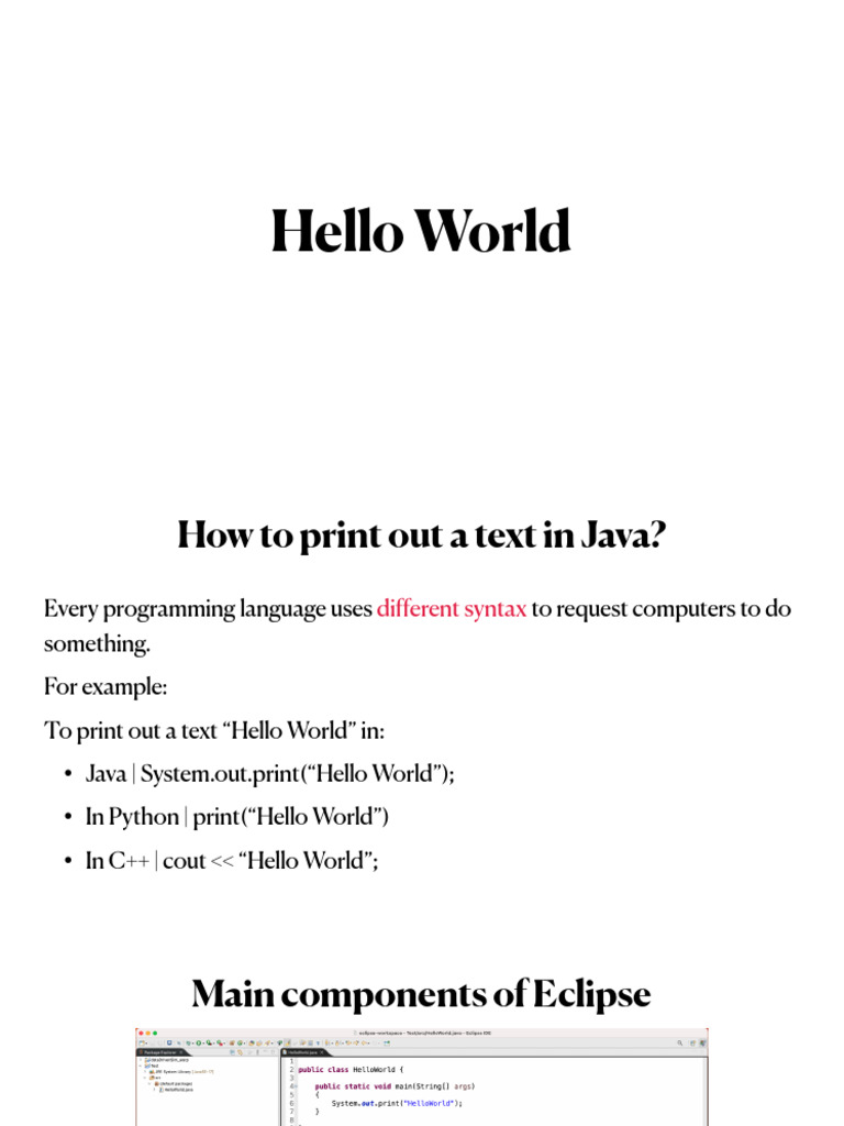 Java Hello World and Basics Guide | PDF | Integer (Computer Science ...