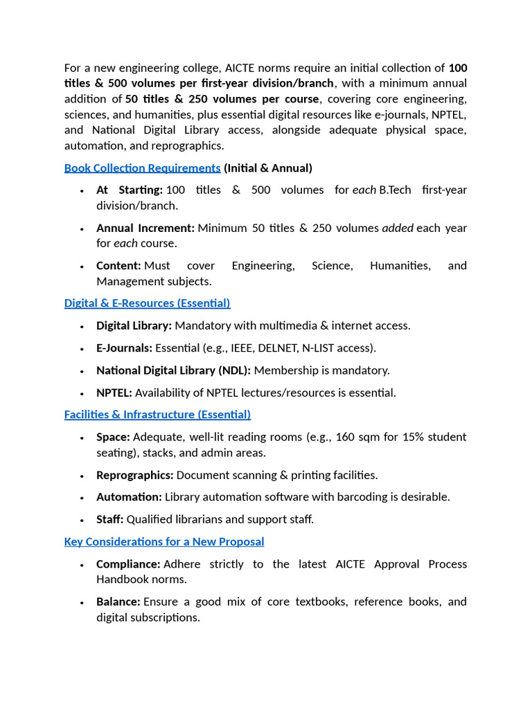 Library Requirements for New Engineering College | PDF | Libraries ...