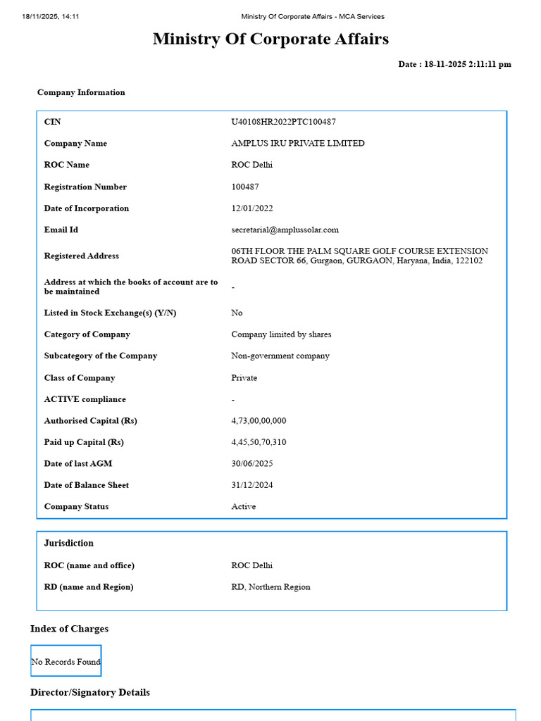 AMPLUS IRU PRIVATE LIMITED Details | PDF