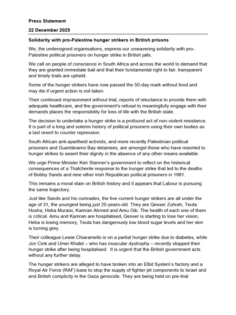 Press Statement - Hunger Strike V2 | PDF