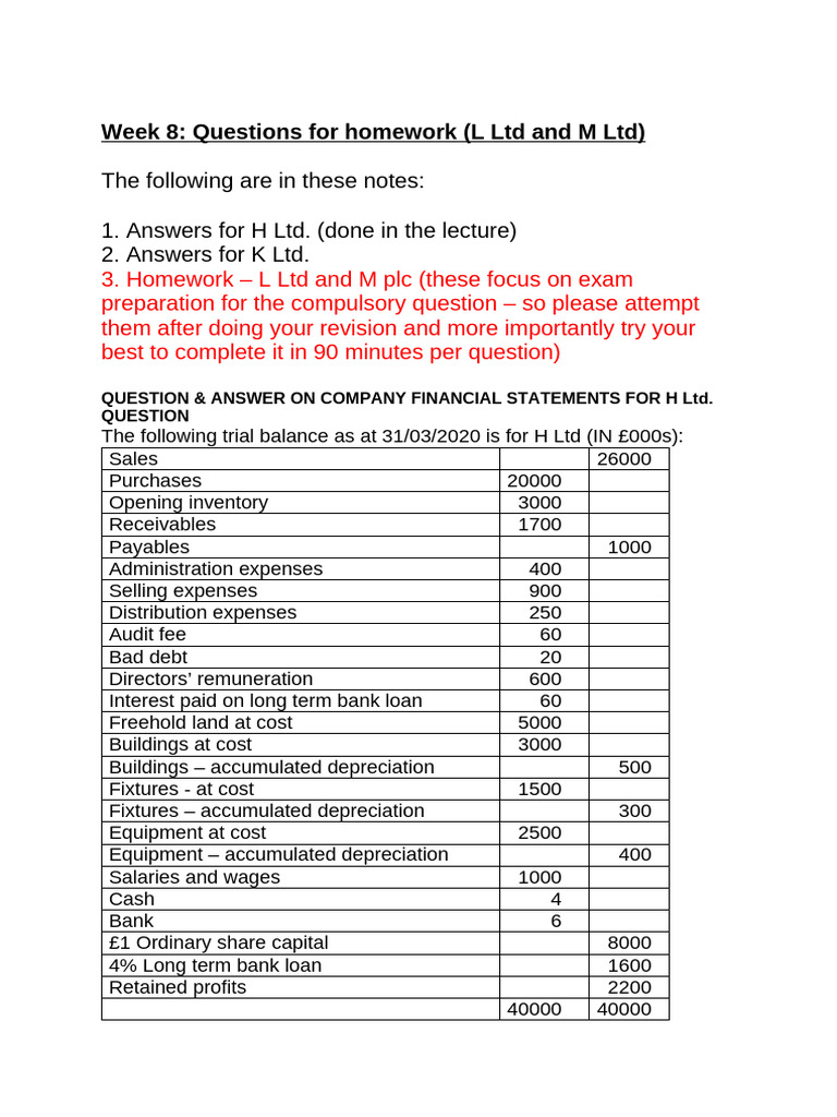 Week 8 Homework: Financial Statements Analysis | PDF | Dividend | Expense