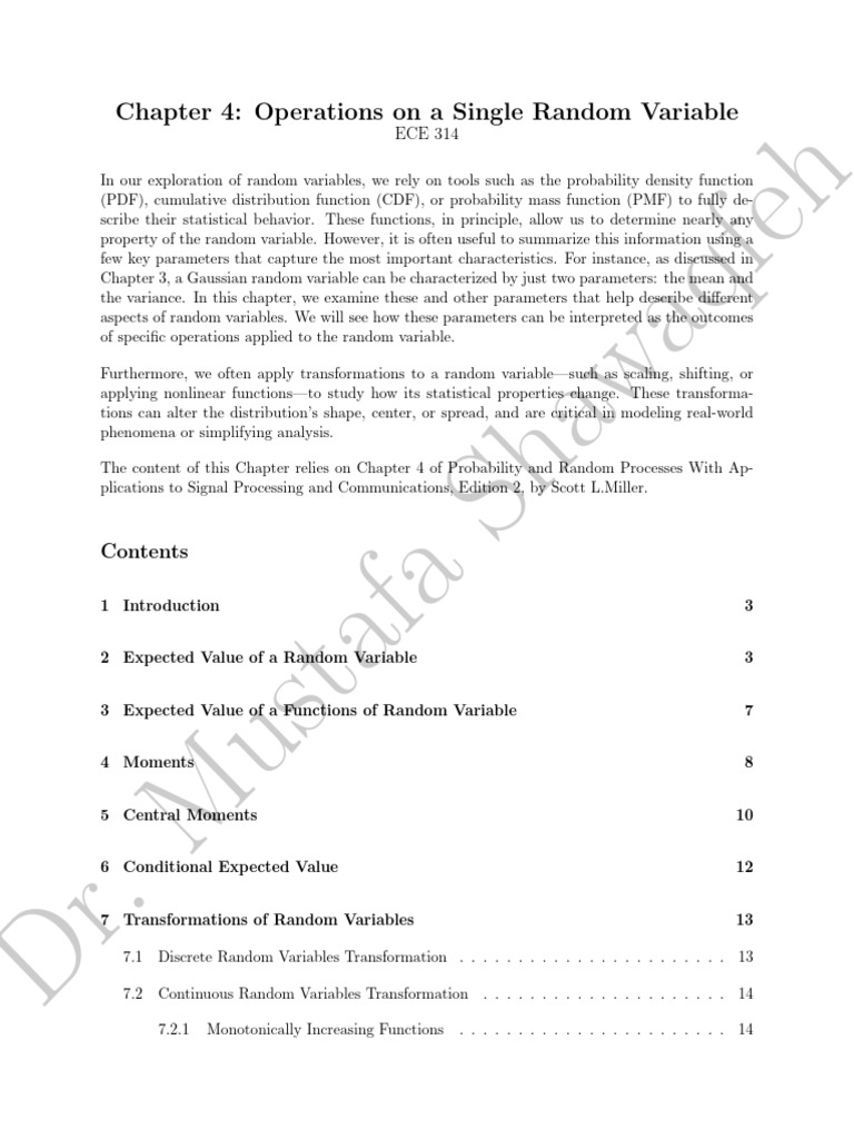 Operations on Single Random Variables | PDF | Probability Density ...