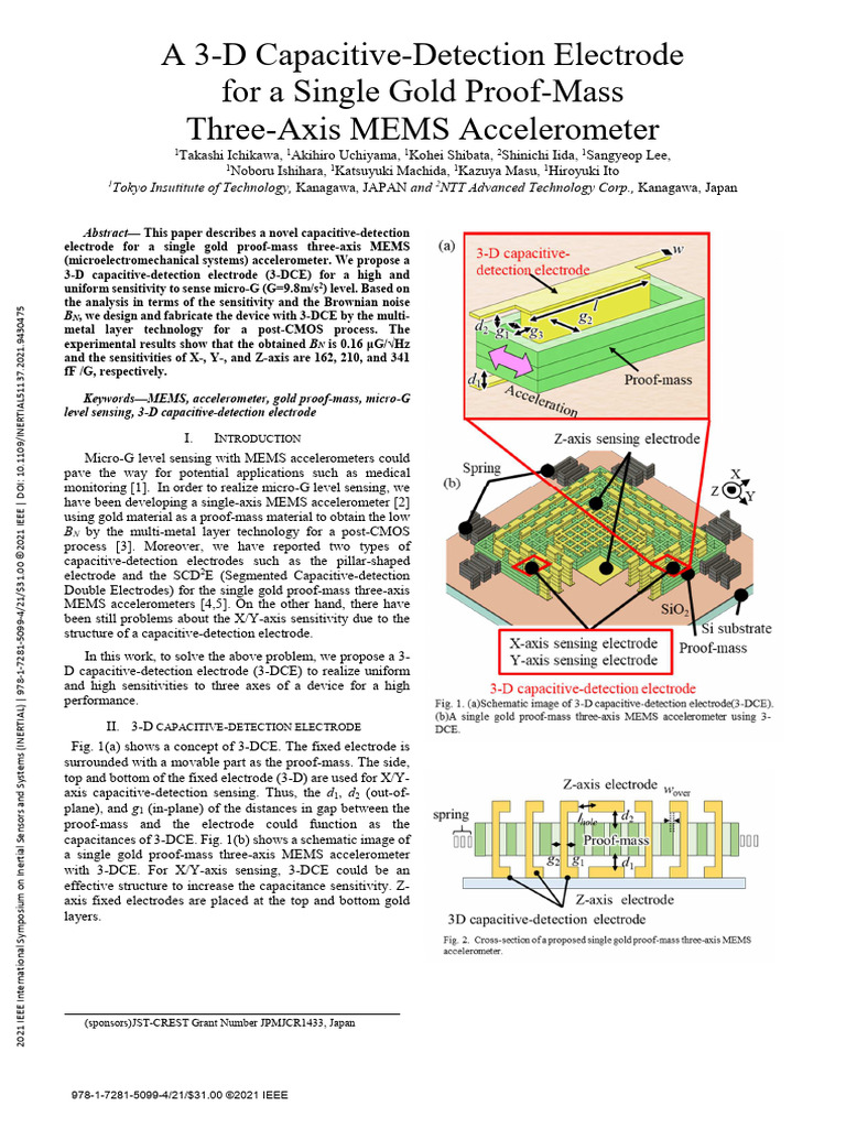 3-D Capacitive Electrode for MEMS Accelerometer | PDF | Accelerometer ...