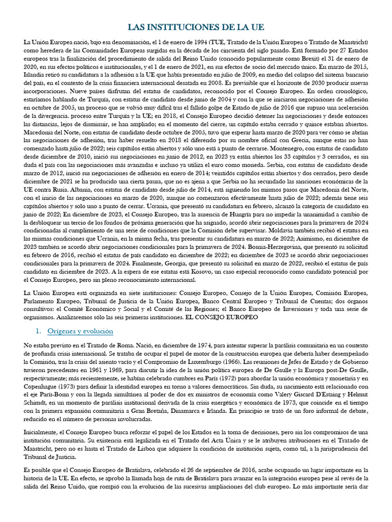 Instituciones de la Unión Europea | PDF | Consejo europeo | Banco ...