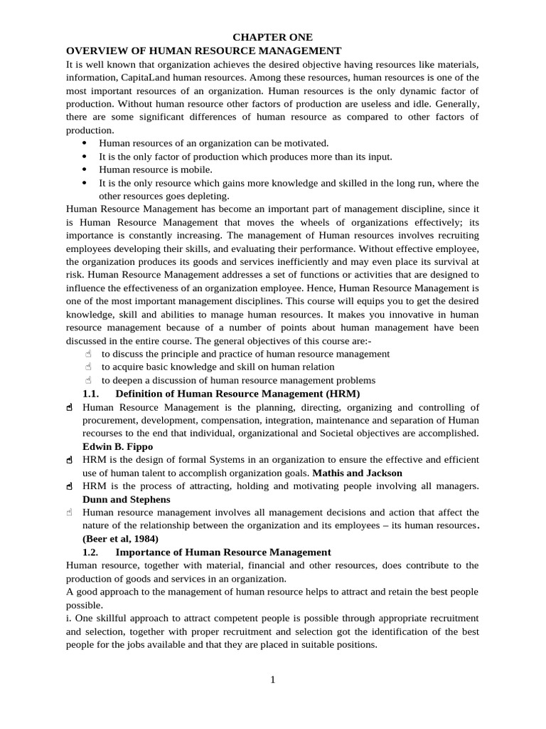 Human Resource Management Overview | PDF | Employment | Human Resource ...