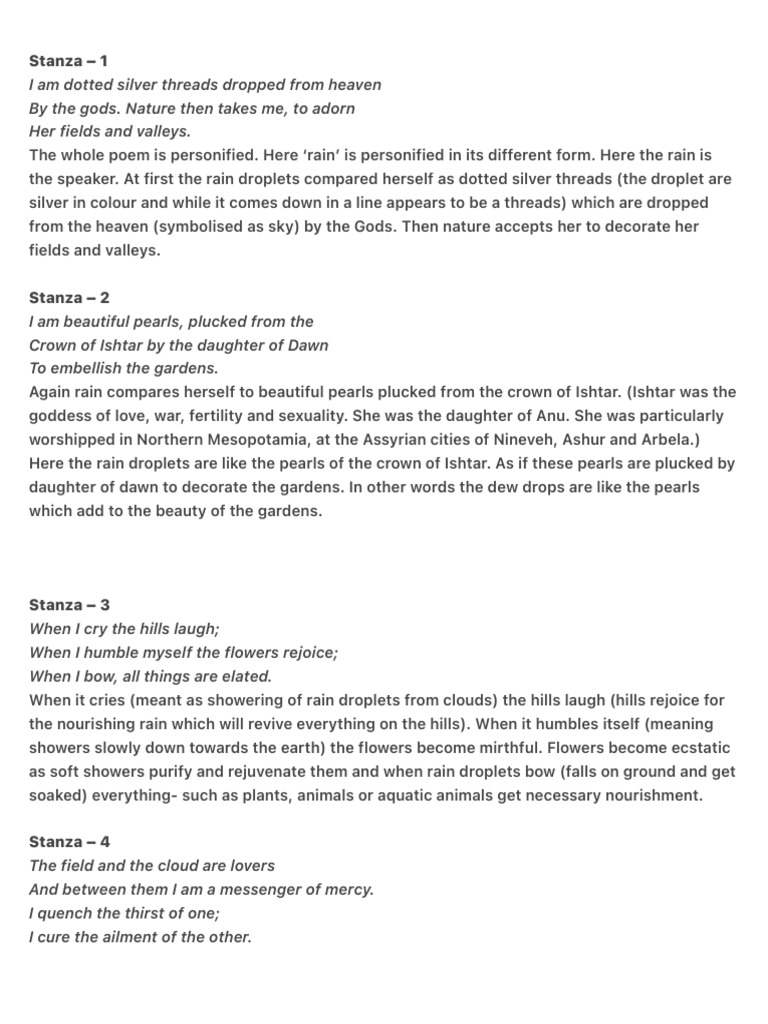 The Personification of Rain in Poetry | PDF | Rain
