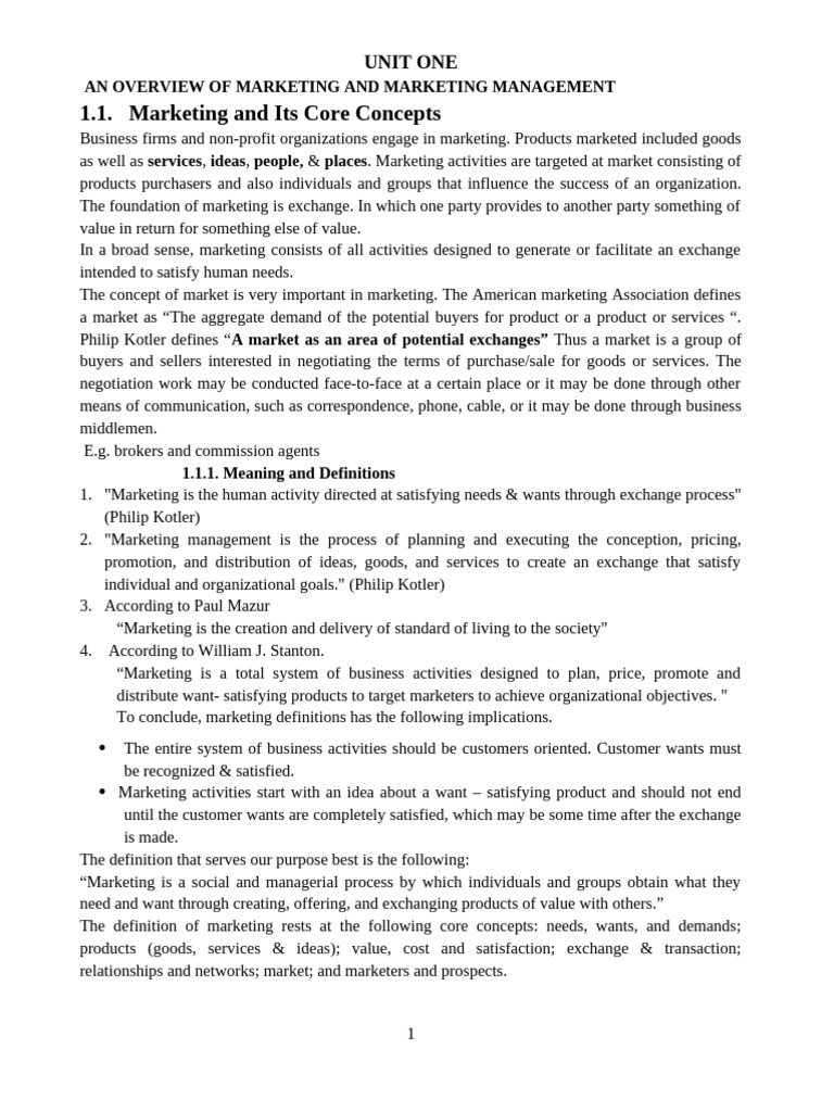 Overview of Marketing Concepts | PDF | Marketing | Market (Economics)