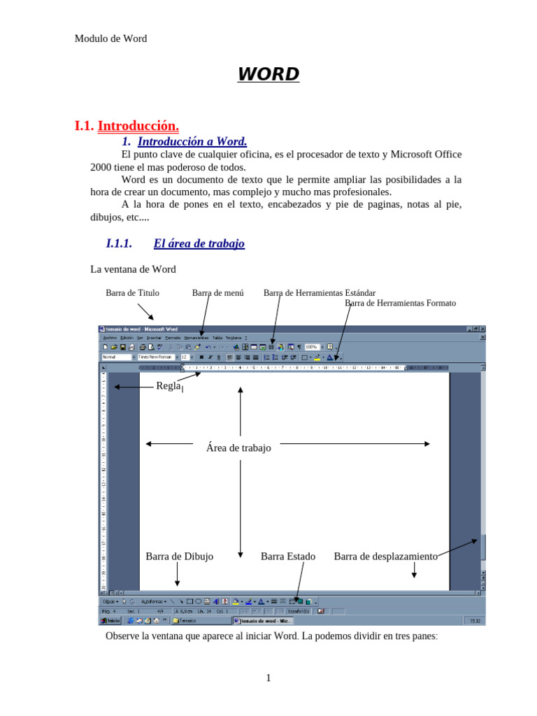 Introducción a Microsoft Word 2000 | PDF | Microsoft Word | Ventana ...