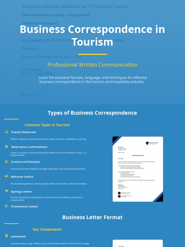 Effective Business Correspondence in Tourism | PDF | Proofreading