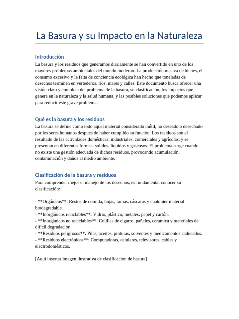 Impacto de la Basura en el Medio Ambiente | PDF | Residuos | Reciclaje
