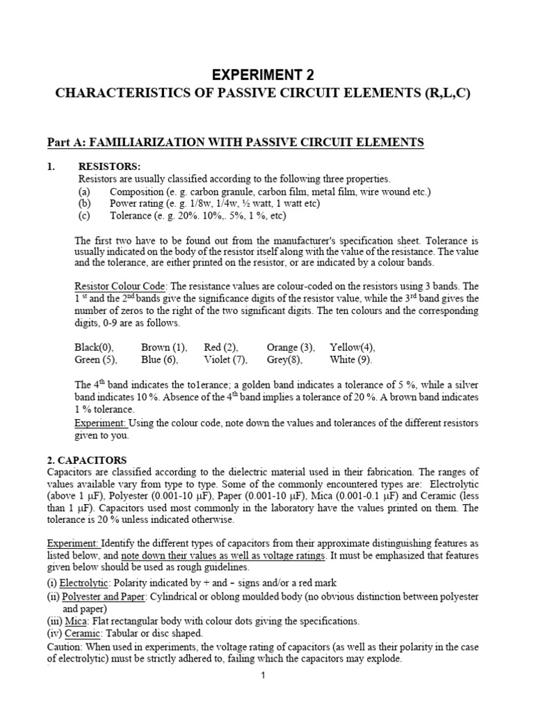 Experiment 2 | PDF | Resistor | Capacitor