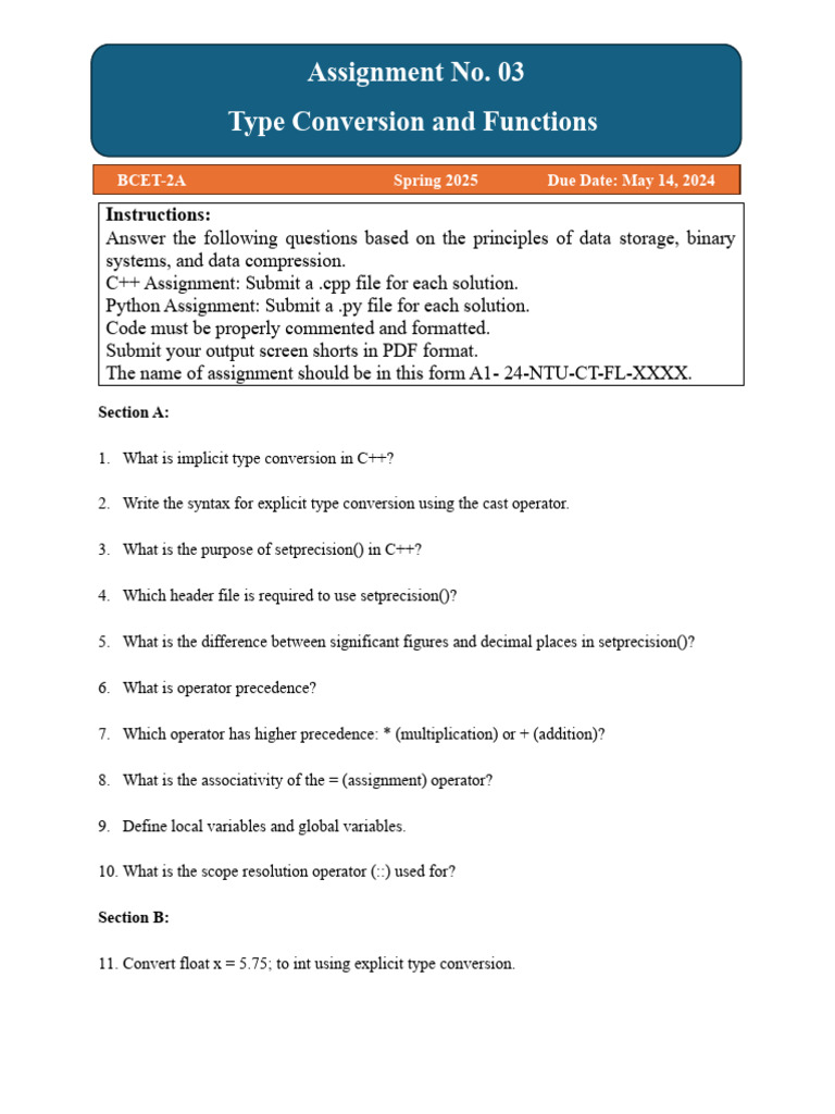 Assignment No. 03 | PDF | C++ | Scope (Computer Science)