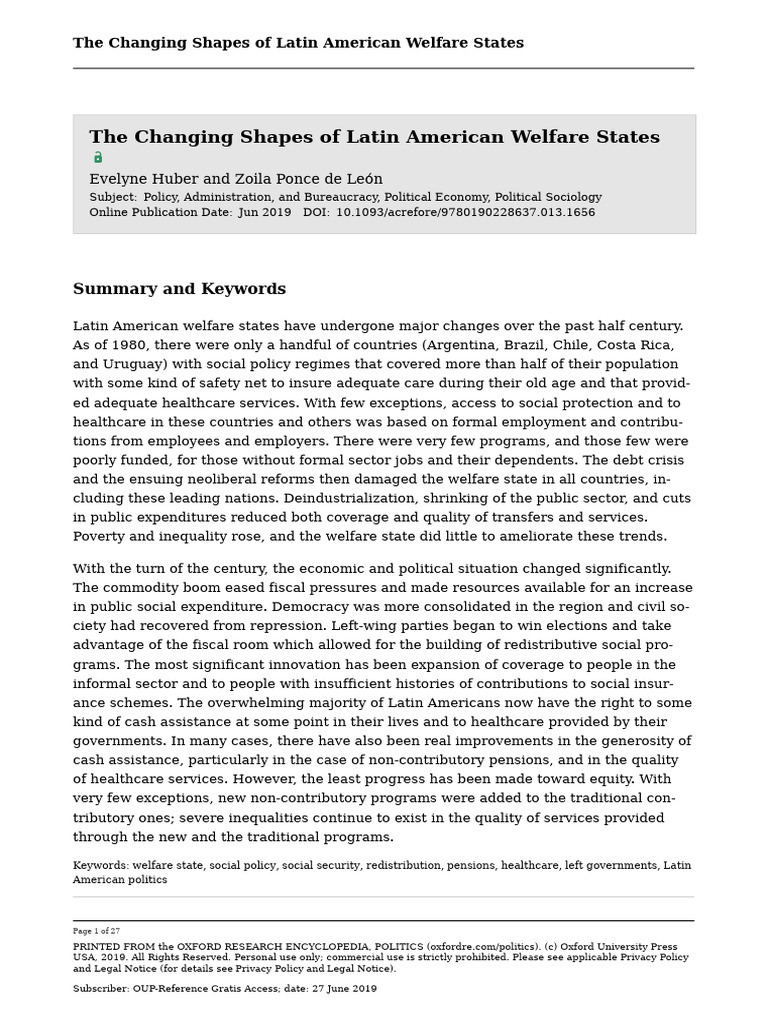 Evolution of Latin American Welfare States | PDF | Latin America ...