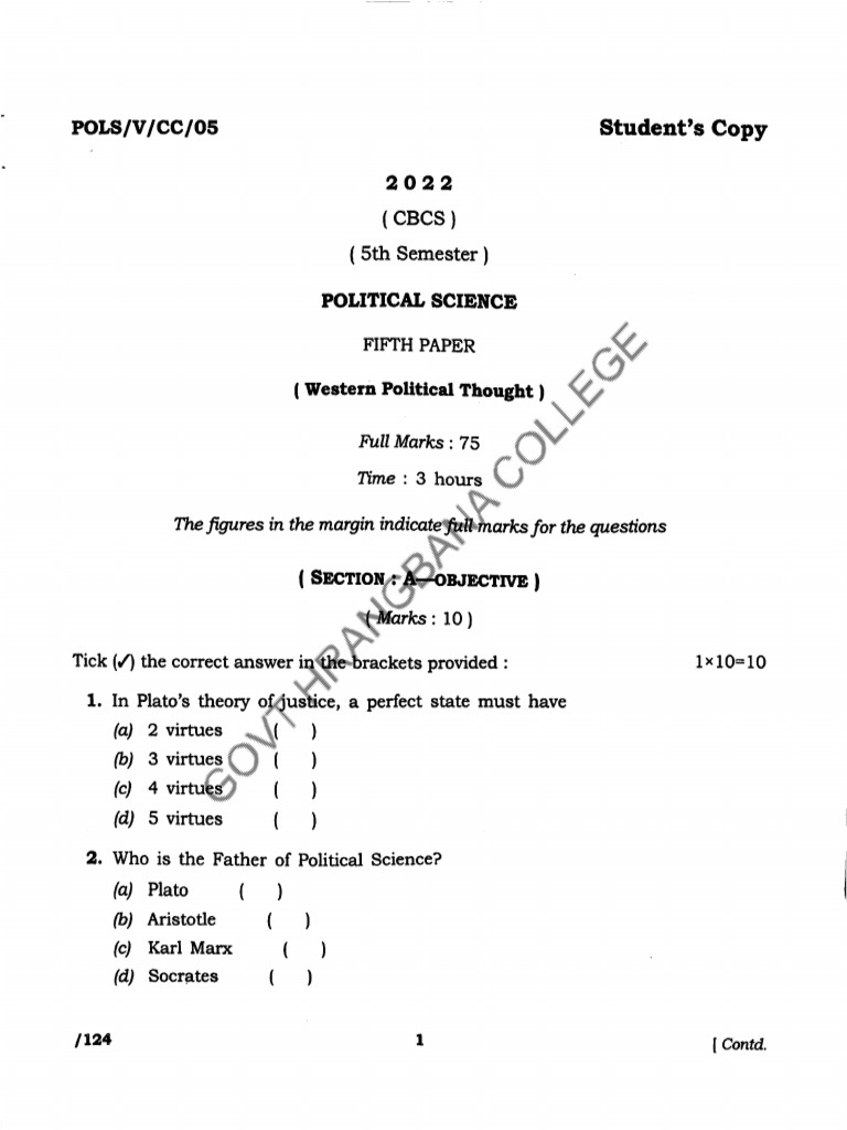 2022 5th SEM PolSc V - Watermark | PDF