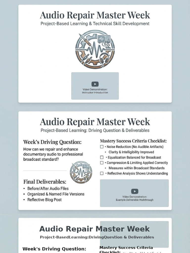 Audio Repair Masterclass Deliverables | PDF