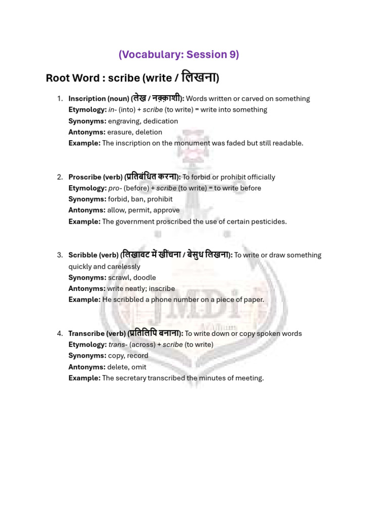 Vocab Session- 9 & 10 | PDF | Linguistics | Linguistic Morphology