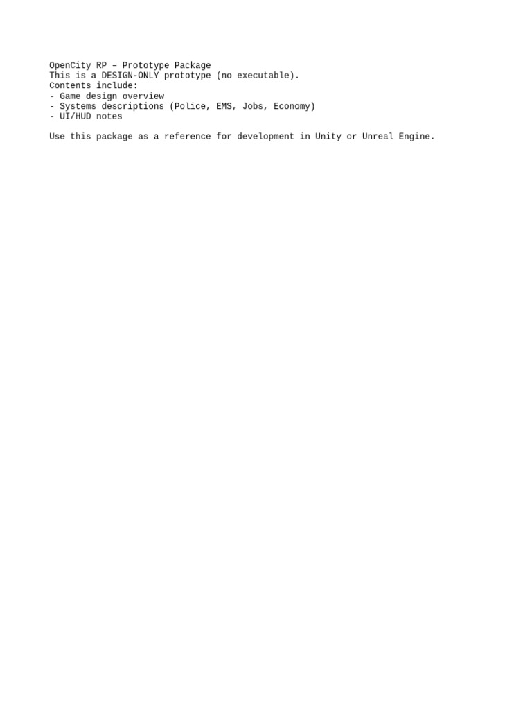 OpenCity RP Design Prototype Overview | PDF