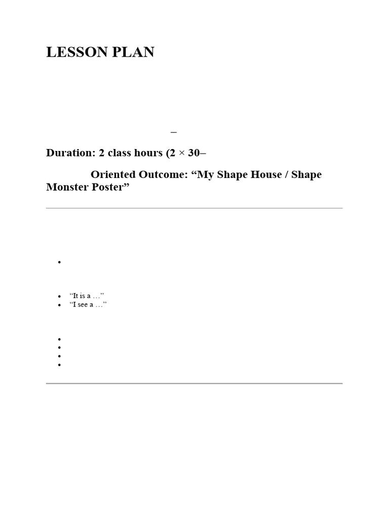Preschool Shapes Lesson Plan | PDF | Shape | Lesson Plan