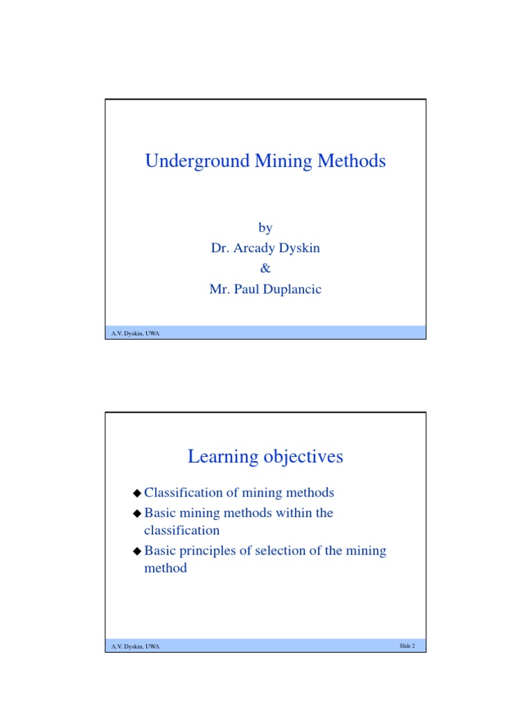 Underground Mining Methods Overview | PDF | Mining | Heavy Industry