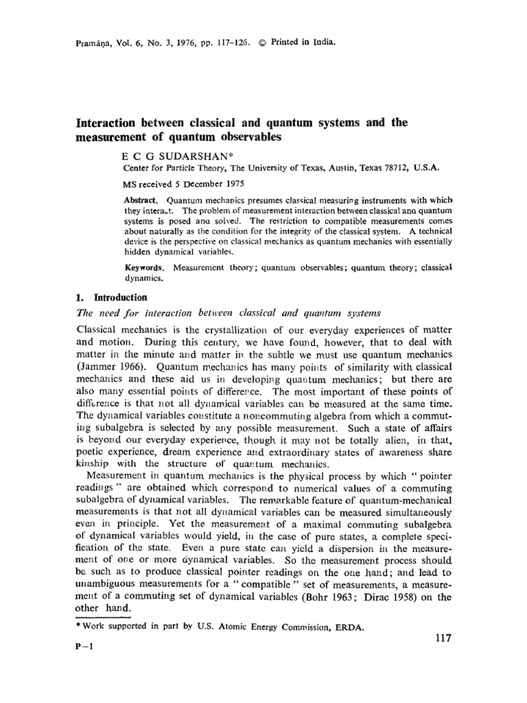 Classical-Quantum System Interaction | PDF | Quantum Mechanics ...