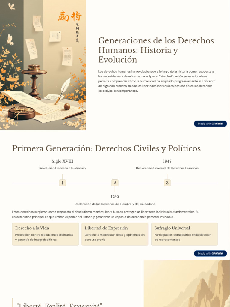 Generaciones de Los Derechos Humanos Historia y Evolucion | PDF ...