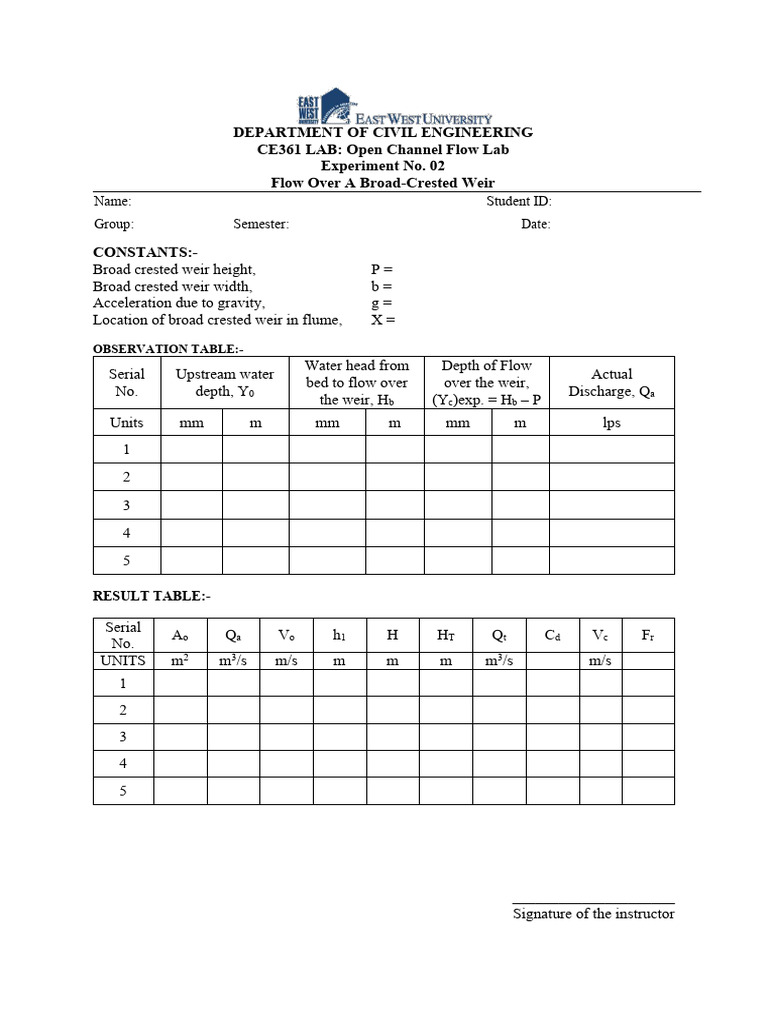 CE361 Data Sheet Exp 2 BCW | PDF