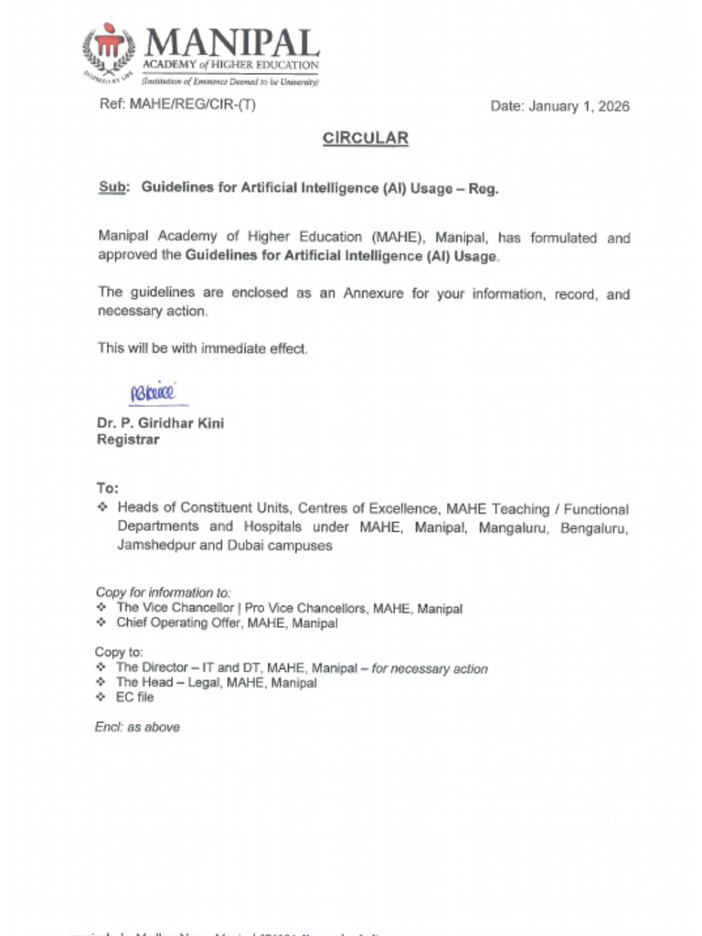 AI Usage Guidelines for MAHE | PDF | Artificial Intelligence ...