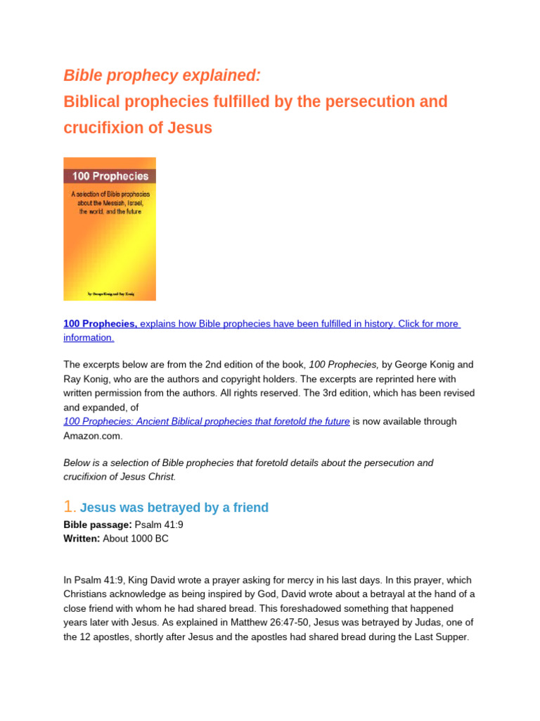 Bible Prophecies of Jesus' Crucifixion | PDF | Jesus | Bible Prophecy