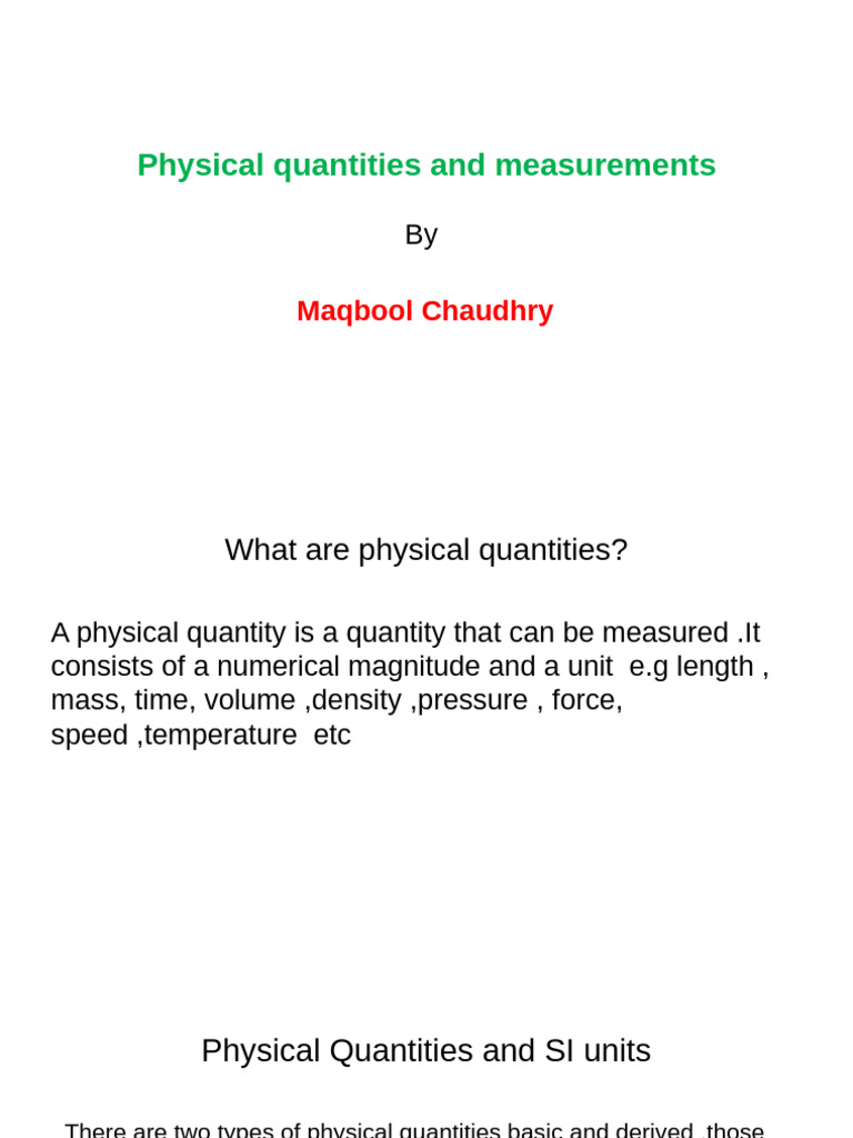 Understanding Physical Quantities and Measurements | PDF | Euclidean ...