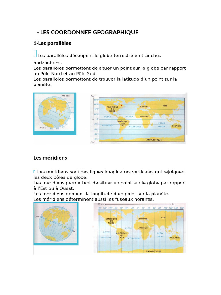 Coordonnées géographiques : Parallèles et méridiens | PDF