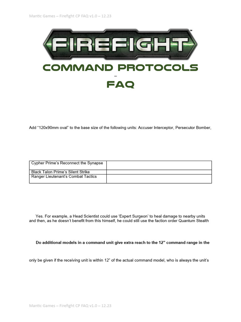 Command Protocols FAQ v1.0 | PDF