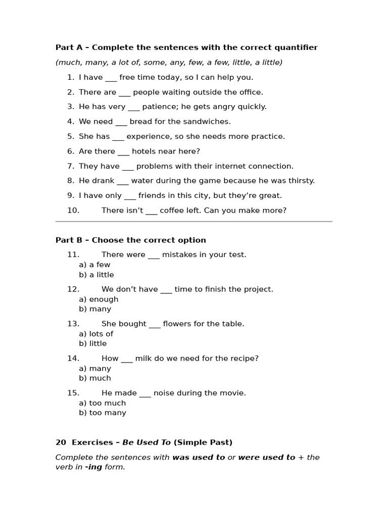 Quantifier and Past Habit Exercises | PDF | Chess Openings | Chess Theory