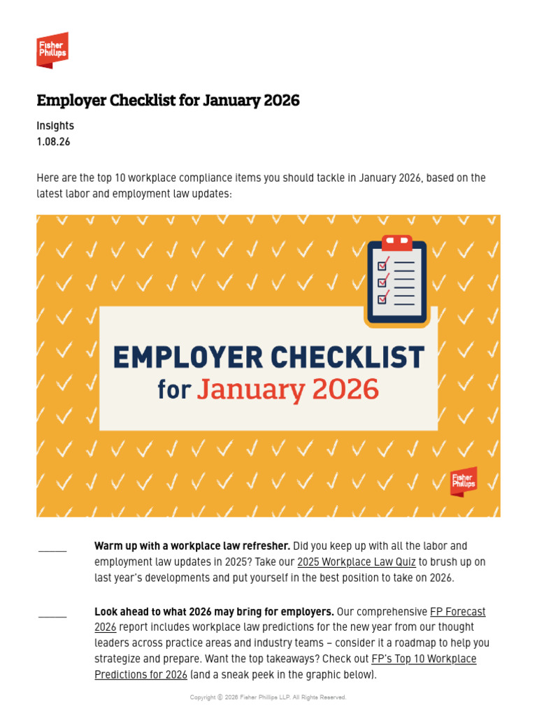 Employer Compliance Checklist 2026 | PDF | H 1 B Visa | National Labor ...