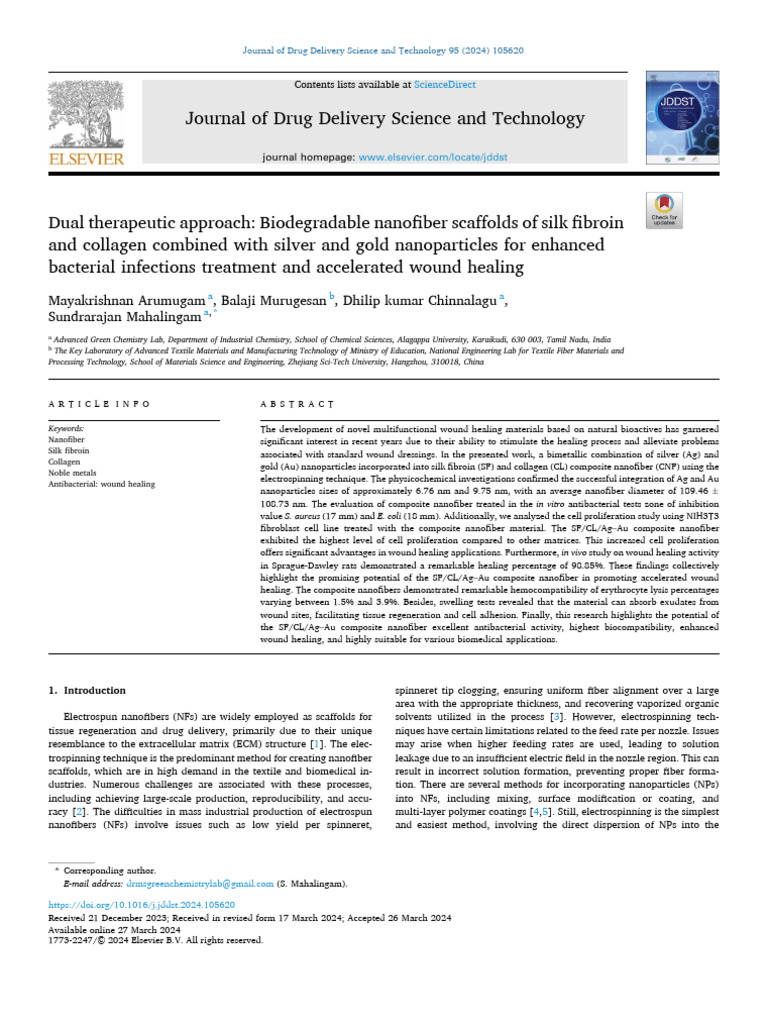 Biodegradable Nanofiber Scaffolds for Wound Healing | PDF | Wound ...