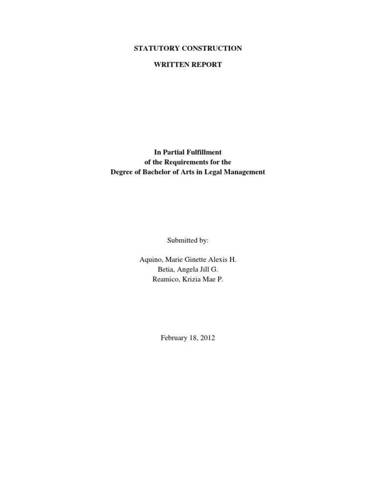 Statutory Construction Report Analysis | PDF | Constitution | Jurisdiction