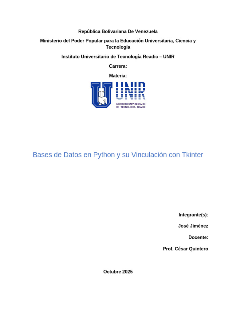 Bases de Datos y Tkinter en Python | PDF | Bases de datos | Base de ...