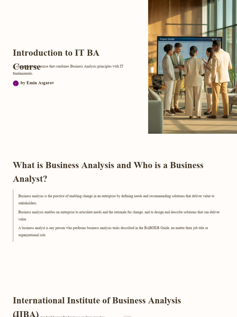 IT Business Analysis Course Overview | PDF | Business Analysis | System