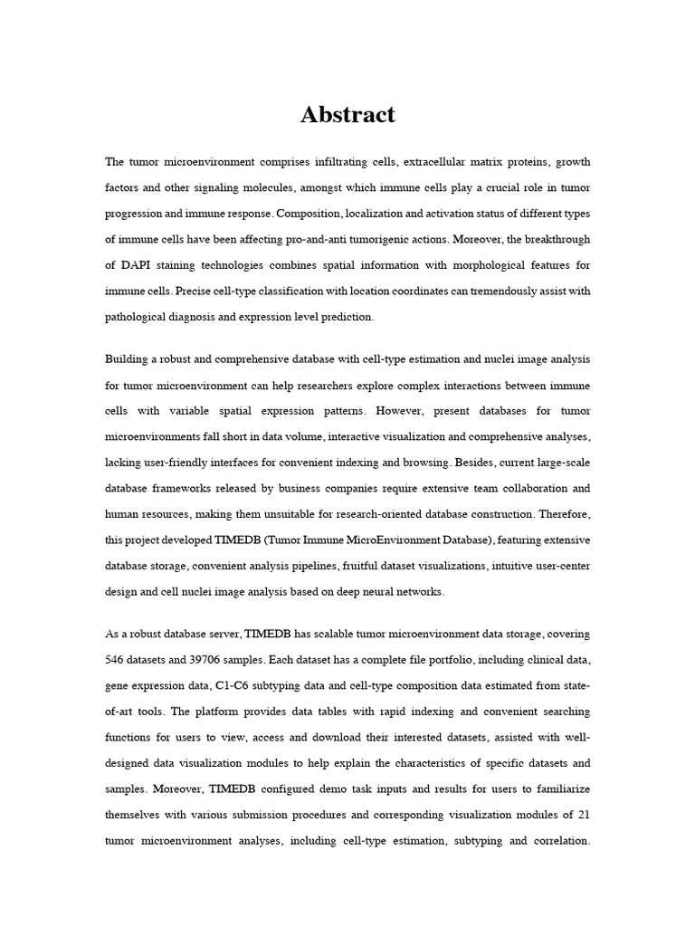 FYP Abstract | PDF | Databases | Gene Expression