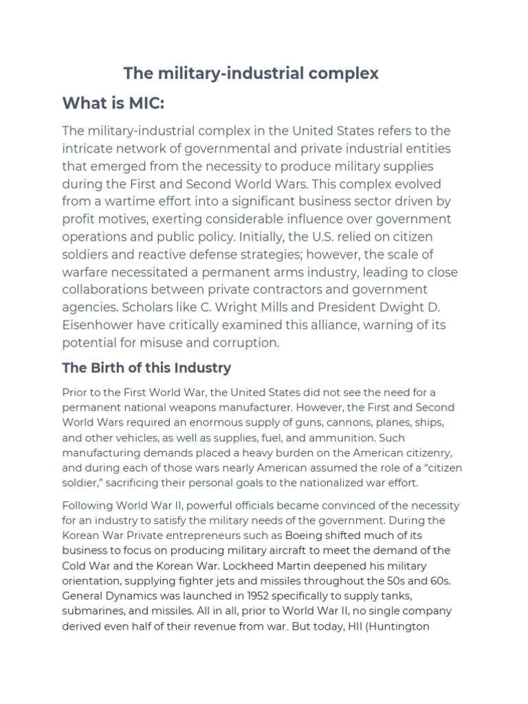 Understanding the Military-Industrial Complex | PDF | International ...
