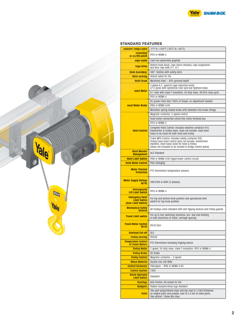Monorail Hoist & Trolley Specifications | PDF | Electricity ...