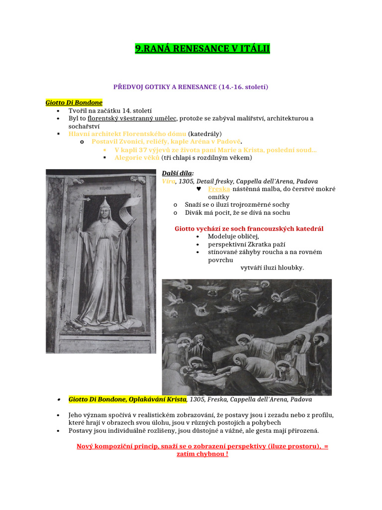 9 Raná Renesance V Itálii | PDF