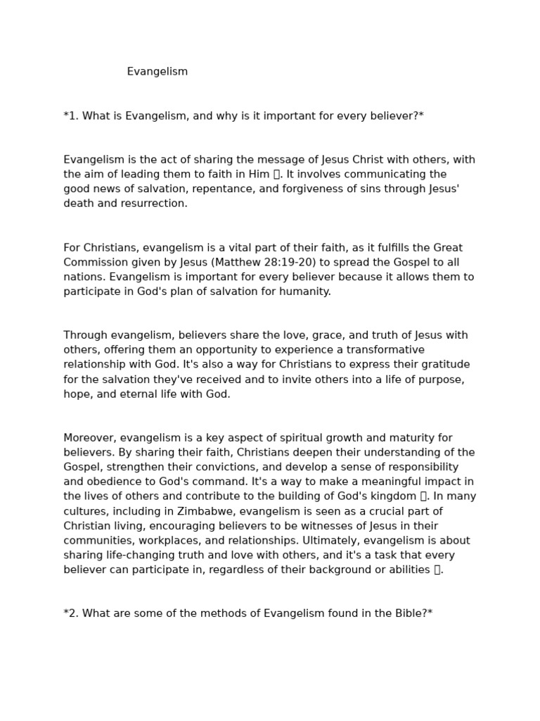 Evangelism | PDF | Acts Of The Apostles | Jesus