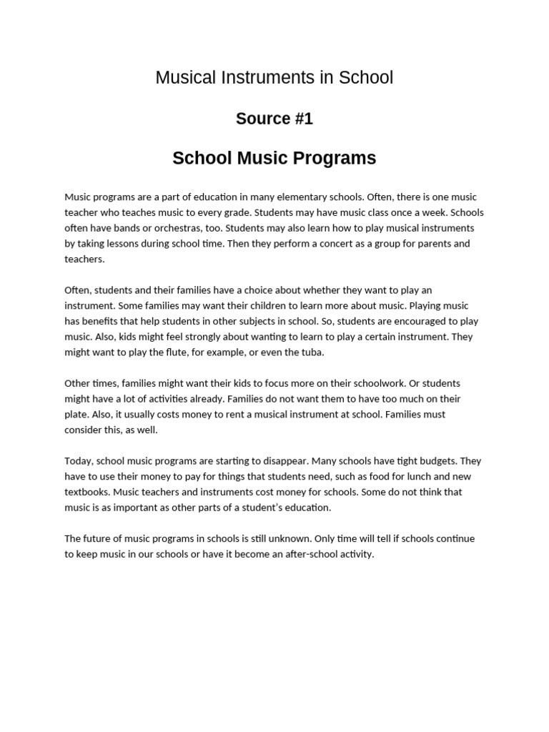 Benefits and Challenges of School Music Programs | PDF | Teachers