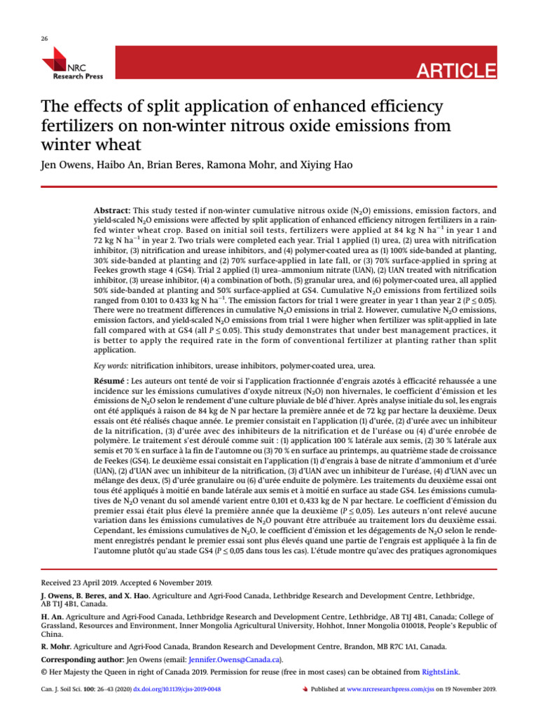 Split Fertilizer Application Effects on N2O | PDF | Fertilizer ...