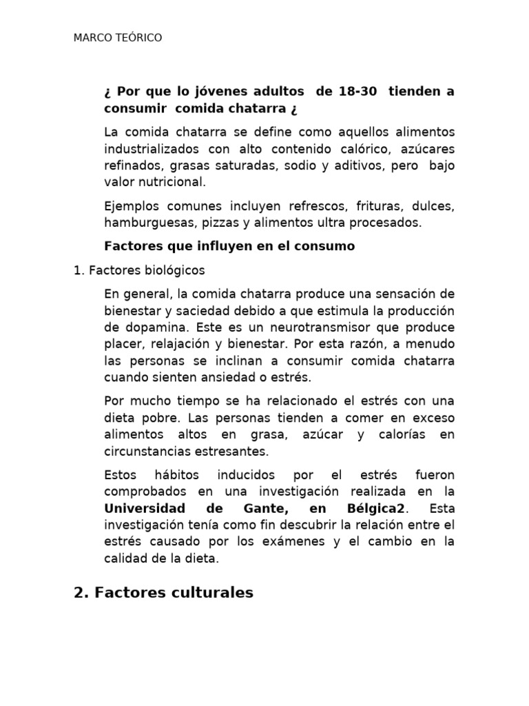 Consumo de Comida Chatarra en Jóvenes | PDF | Comida chatarra | Alimentos