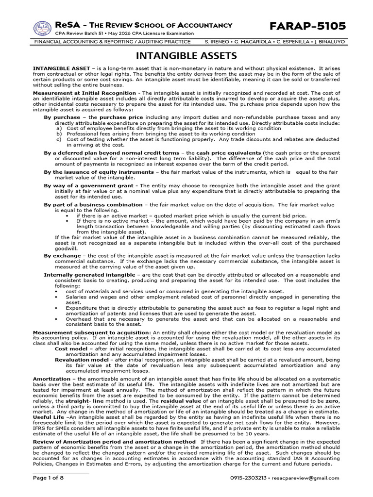 Intangible Assets: Accounting Overview | PDF | Intangible Asset ...